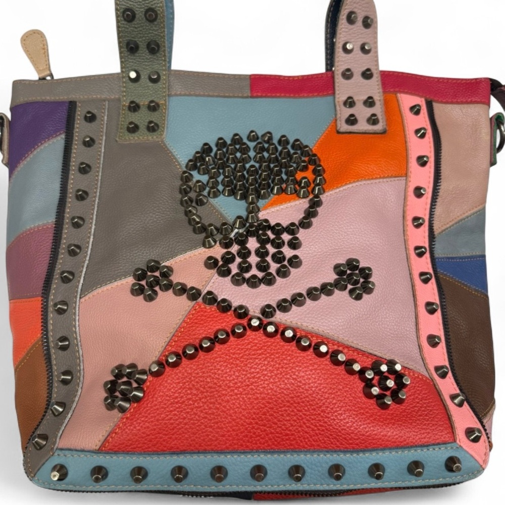 AmeriLeather Genuine Leather Patchwork Studded Sk… - image 8